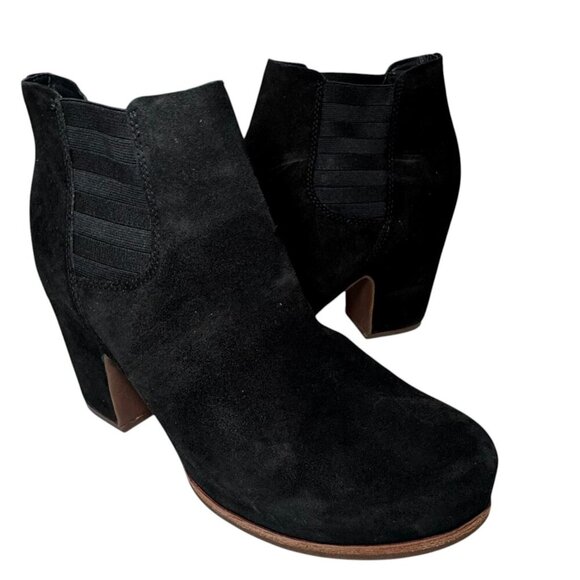Kork Ease Shirome Black Suede Sculpted Heel Chelsea Booties 10 New $220 - Picture 3 of 6